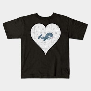 Jigsaw  Whale Heart Design - Fish Whale Kids T-Shirt